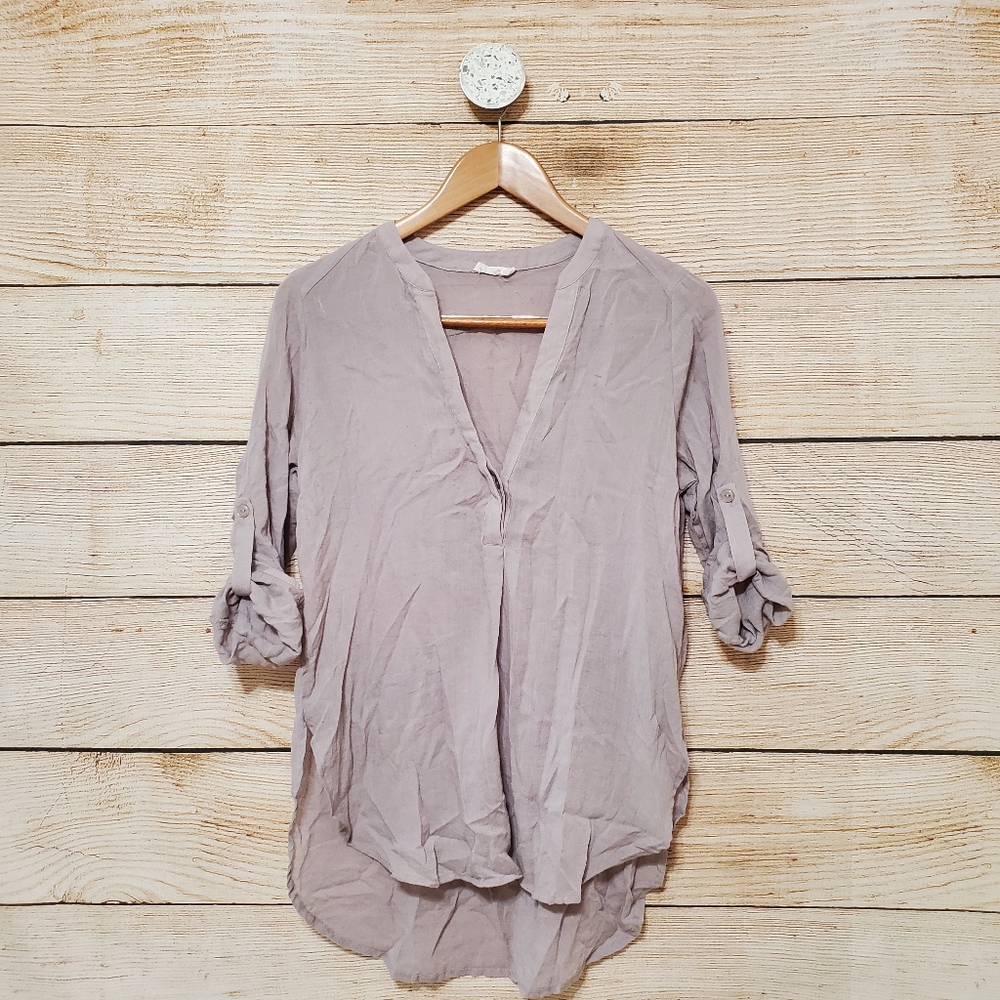 💟 Lush Purple Lilac 3/4 Sleeve High Low Blouse S